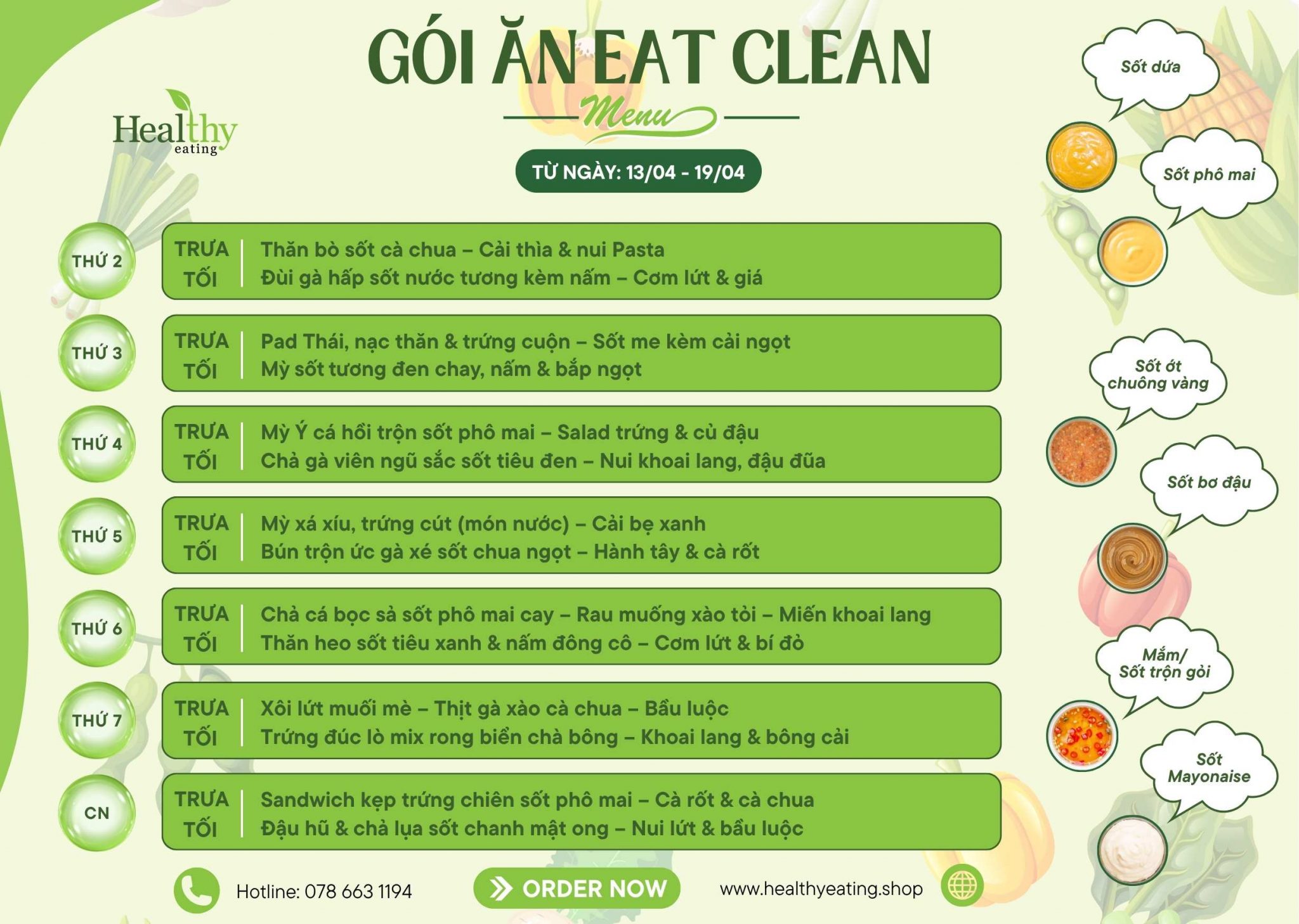CHẾ ĐỘ ĂN GIẢM CÂN EAT CLEAN