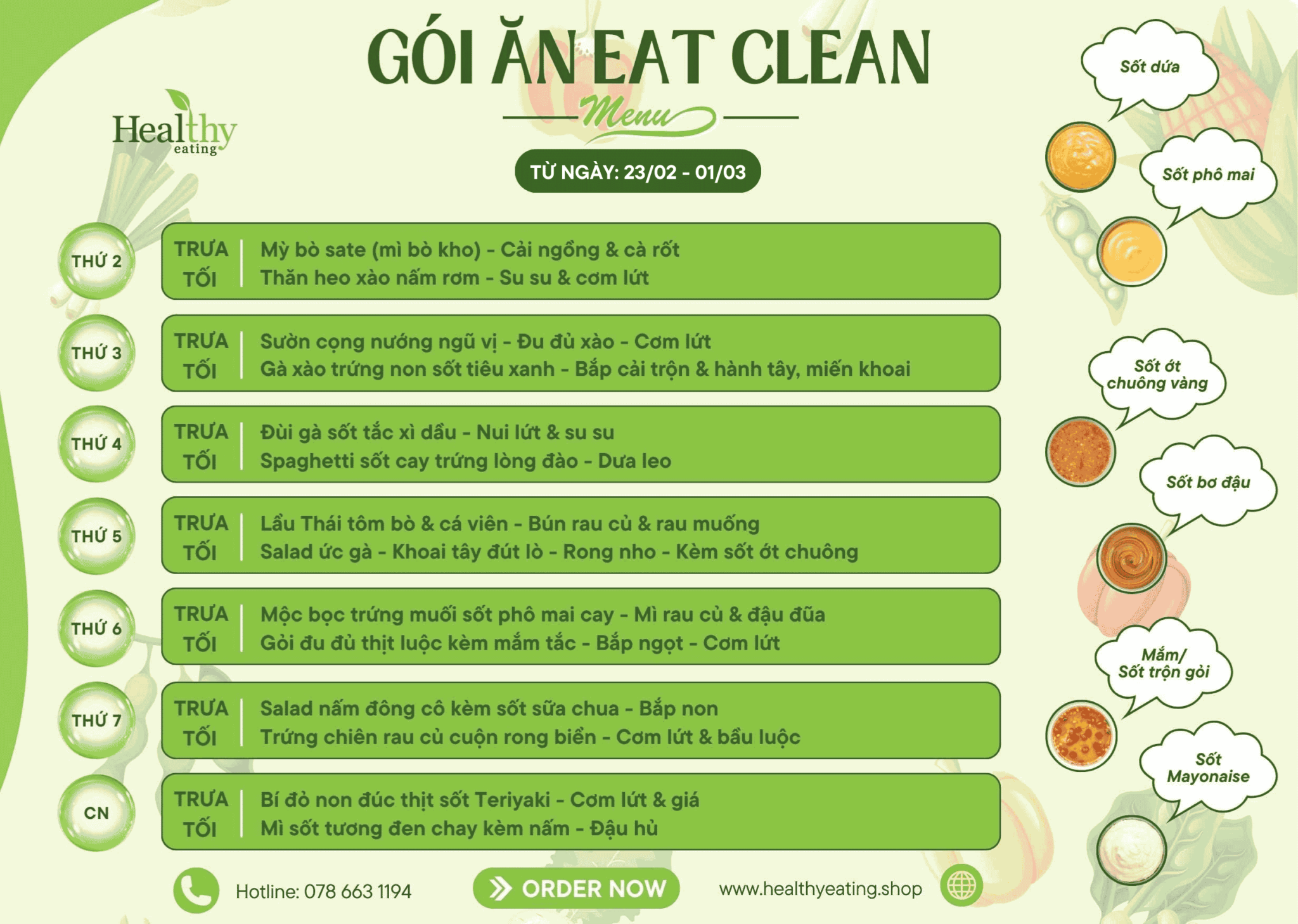CHẾ ĐỘ ĂN GIẢM CÂN EAT CLEAN